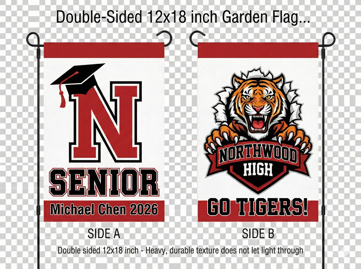 Premium Custom Graduation Garden Flag (Double-Sided & Blackout Fabric)